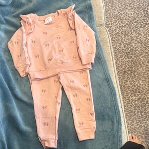 Angel Dear Pink Toddler Outfit with Bow Print
